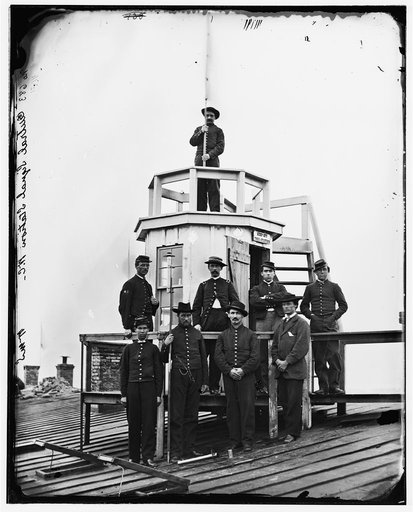 Washington, D.C. Central Signal Station, Winder Building, 17th and E Streets NW, and Signal Corps men