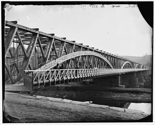 Washington, D.C. Chain Bridge over the Potomac; Chesapeake and Ohio Canal in foreground