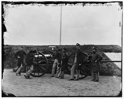 District of Columbia. Sergeants of 3d Massachusetts Heavy Artillery, with gun and caisson at Fort Totten