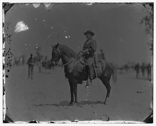 Washington. D.C., vicinity. Maj. Gen. Alexander M. McCook on horseback, Brightwood