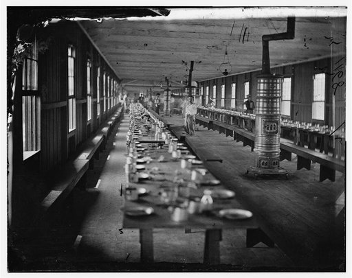 Washington, D.C. Mess hall at Harewood Hospital, heated by elaborate stoves