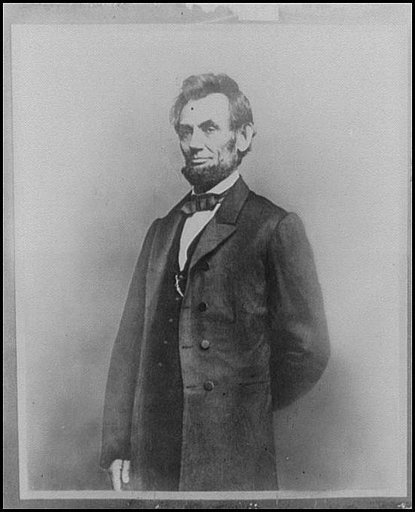 Abraham Lincoln, three-quarter length portrait, standing, facing left