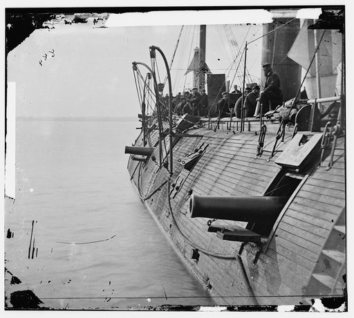 James River, Va. Effect of Confederate shot on Federal Ironclad GALENA