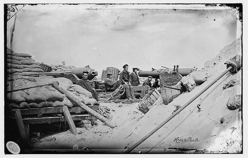 Morris Island, South Carolina. Naval Battery. Two 80-pounder Whitworths. Breaching battery against Fort Sumpter