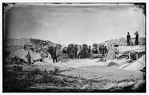 Morris Island, South Carolina. Naval Battery. Two 8-inch Parrot Rifles. Breaching Battery against Fort Sumter
