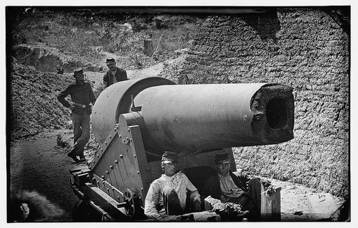 Morris Island, South Carolina. 300-pounder Parrott Rifle after bursting of muzzle