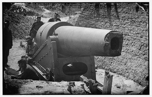 Morris Island, South Carolina. 300-pounder Parrott Rifle after bursting of muzzle