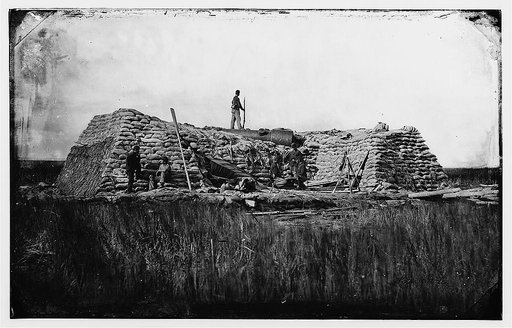 Morris Island (vicinity), South Carolina. The "Marsh Battery" or "Swamp Angel" after the explosion, August 22, 1863