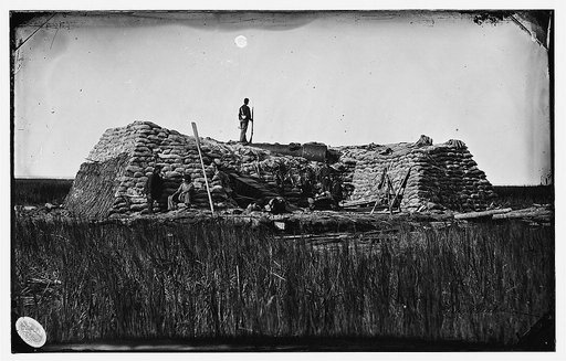 Morris Island (vicinity), South Carolina. The "Marsh Battery" or "Swamp Angel" after the explosion, August 22, 1863
