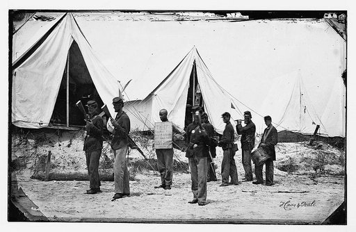 Morris Island, South Carolina. The "rogue's march" drumming a thief out of camp