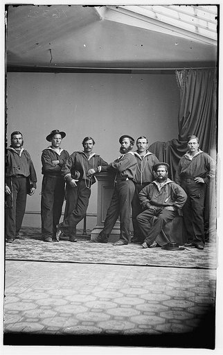 Group of Russian sailors from the navy ship Variag during visit to New York City