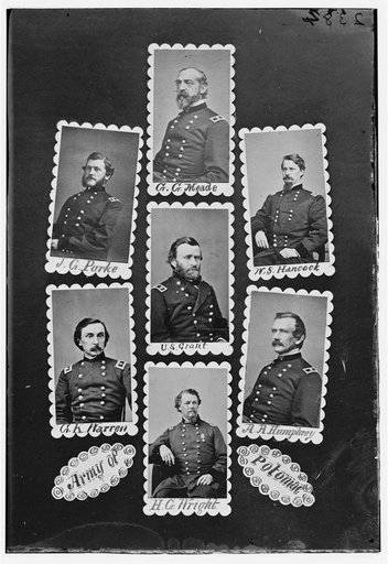 Army of Potomac: J.C. Parke, C.G. Meade, W.S. Hancock, G.K. Warren, U.S. Grant, A.A. Humphrey, and H.G. Wright