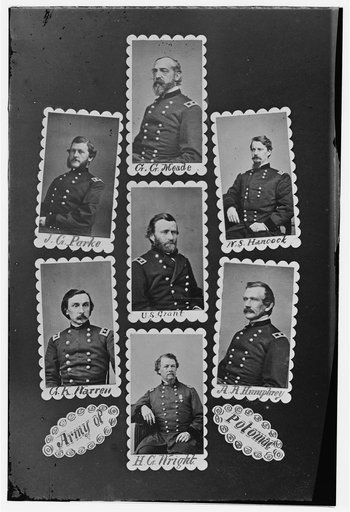 Army of Potomac: J.C. Parke, C.G. Meade, W.S. Hancock, G.K. Warren, U.S. Grant, A.A. Humphrey, and H.G. Wright