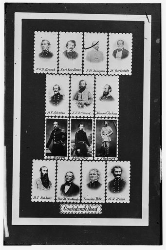 Confederate Dead: W.O.B. Branch, Earl Van Dorn, J.H. Morgan, W. Barksdale, A.S. Johnston, J.E.B. Stuart, "Stonewall" Jackson, J.S. Bowen, Zollicoffer, L. Tilghman, A.J. Jenkins, Ben McCullough, Leonidas Polk, and G.J. Rains