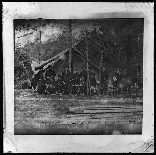 Gen. U.S. Grant & staff in front of Hdq. Cold Harbor, Va.