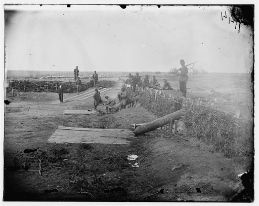 Centreville, Virginia. Confederate fort on the heights with Quaker guns