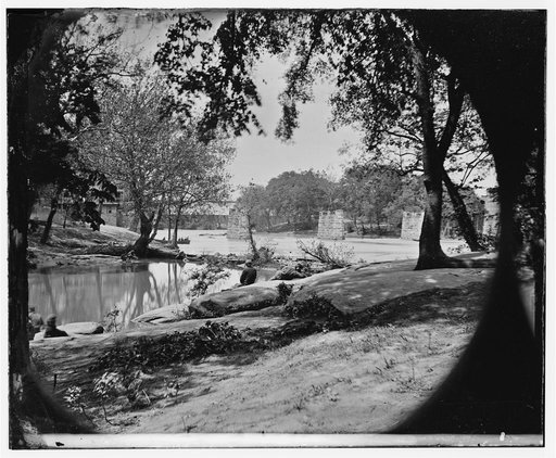 Richmond, Virginia (vicinity). Ruins of Richmond & Petersburg Railroad bridge
