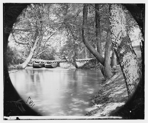 Taylor's Bridge, Virginia. Pontoon bridge across the North Anna River below Taylor's bridge