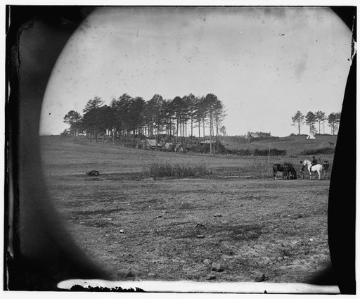 Brandy Station, Virginia. Col. G.H. Sharpe's quarters. Headquarters, Army of the Potomac. Bull ring in the distance