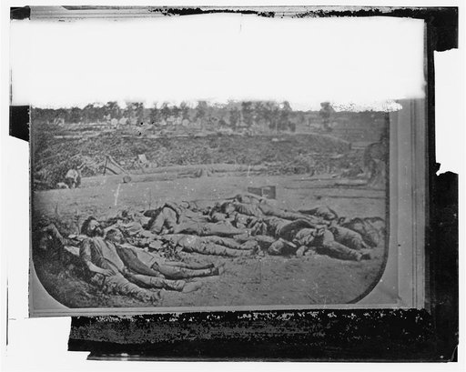 Corinth, Mississippi. Confederate dead in front of Battery Robinette (Photo by [N. Brown] the morning after the attack)