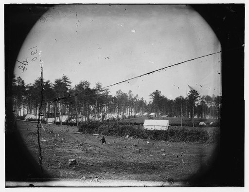 Brandy Station, Virginia. Army of the Potomac. Western half of the camp. Chapel in foreground