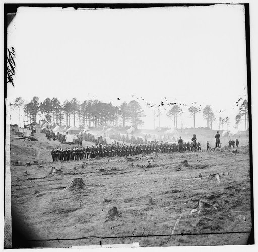 Brandy Station, Virginia. Headquarters, Army of the Potomac. Company of Zouaves in foreground
