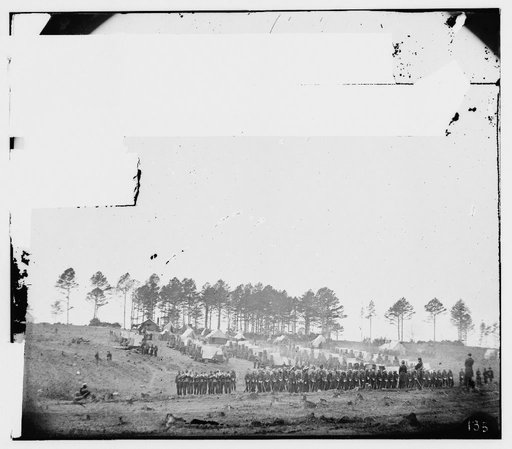 Brandy Station, Virginia. Guard mount of 114th Pennsylvania Infantry. 1st Division, 3rd Corps