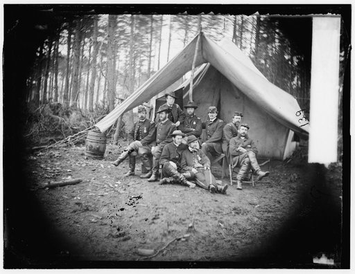 Brandy Station, Virginia. Major William Riddle and friends. Headquarters, Army of the Potomac