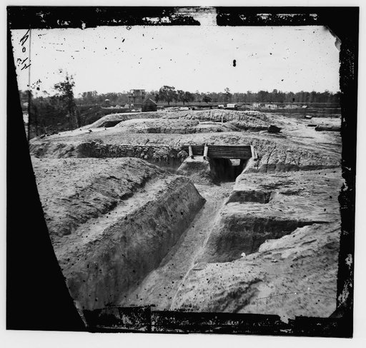 Dutch Gap Canal, James River, Virginia. Confederate fortifications
