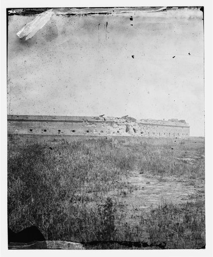 Fort Pulaski, Georgia. Distant view showing the effect of the fire from the assault batteries