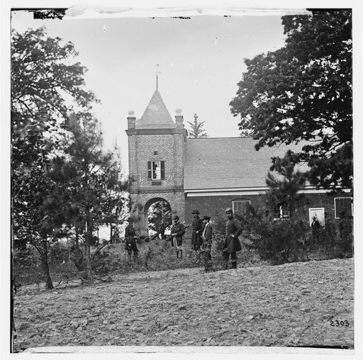 White House Landing, Virginia (vicinity). St. Peter's church with Federal soldiers in the foreground