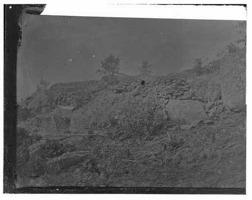 Gettysburg, Pennsylvania. Line of breastworks looking eastward