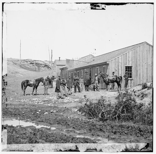 Yorktown, Virginia (vicinity). Federal troops at Confederate winter quarters near Yorktown