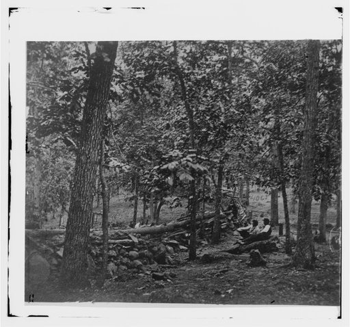Gettysburg, Pennsylvania. Federal breastworks in the wods on Culp's Hill