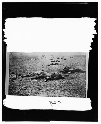 Gettysburg, Pennsylvania. Bodies of dead on right of Federal line