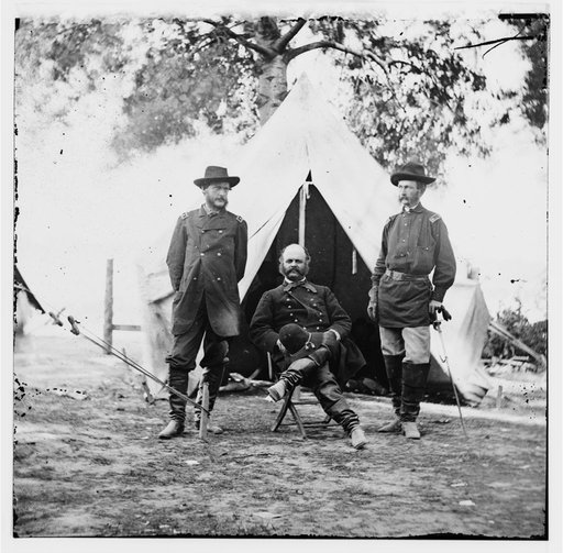 Warrenton, Virginia. Gen. Ambrose E. Burnside and staff officers