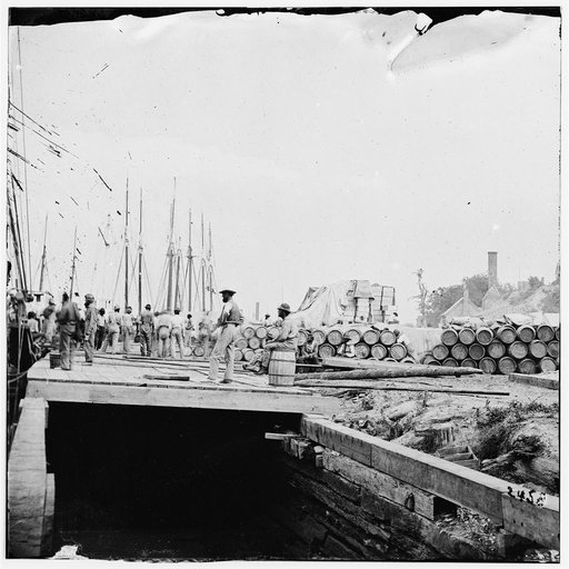 City Point, Virginia. Army stores on wharf