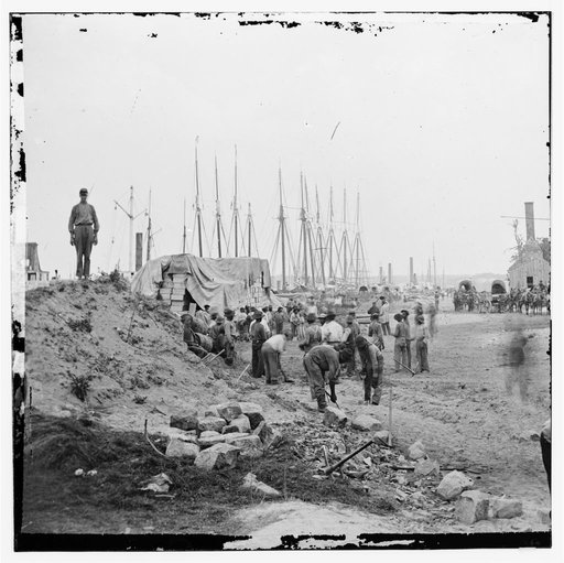 City Point, Virginia. Negroes working along the wharf
