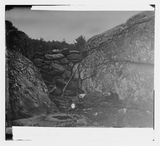 Gettysburg, Pennsylvania. Body of Confederate sharpshooter