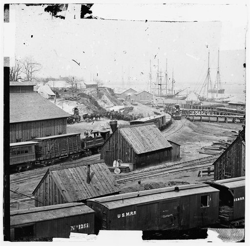City Point, Virginia. Railroad yard and transports