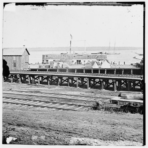 City Point, Virginia. Railroad tracks and dock