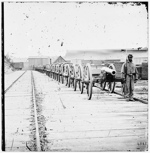 City Point, Virginia. Negro soldier guarding 12-pdr. Napoleon. (Model 1857?)