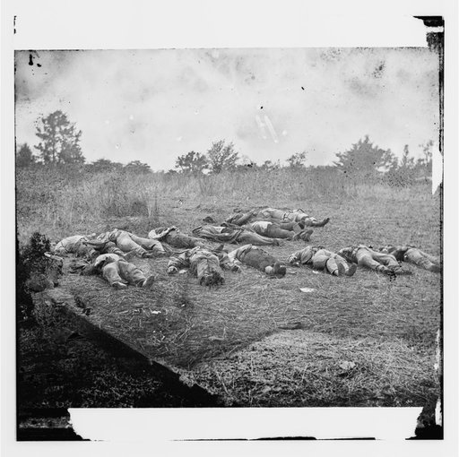 Gettysburg, Pennsylvania. [Confederate dead, view looking toward the orchard on the Rose farm, July 5, 1863