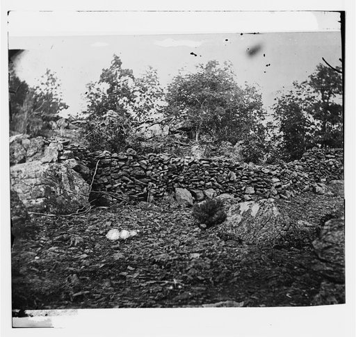 Gettysburg, Pennsylvania. View of breast works on Round Top