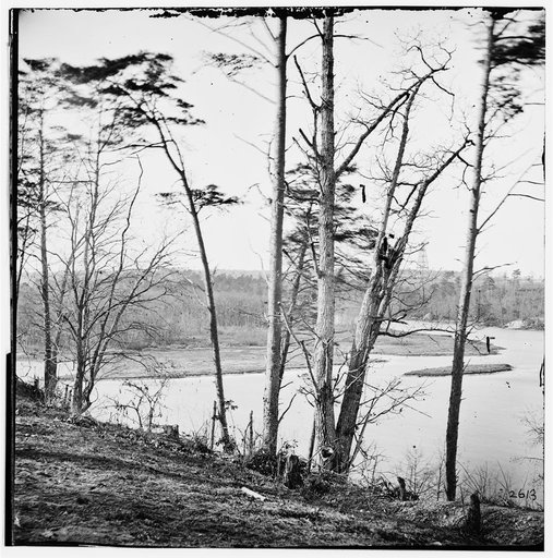Point of Rocks, Virginia. View of Appomattox River. (Butler's signal tower in distance)