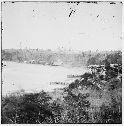 Point of Rocks, Virginia (vicinity).] View along river. Butler's signal tower in distance