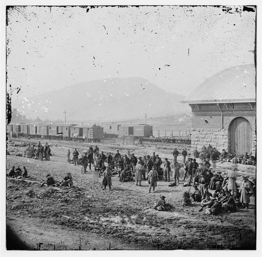 Chattanooga, Tennessee. Confederate prisoners at railroad depot