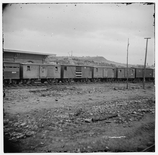 Chattanooga, Tennessee. Federal cavalry guarding railroad depot