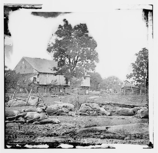 Gettysburg, Pennsylvania. View at Trostle's barn where the 9th Massachusetts Battery was cut up