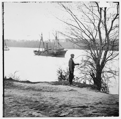 James River, Virginia. Ships on the [James River